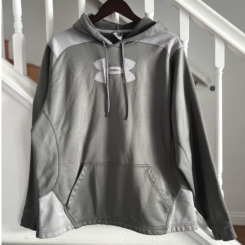 Under Armour Hoodie Mens Large Gray Storm Pullover Sweatshirt Athletic Logo
